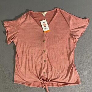 Weatherproof Vintage Short Sleeve Button Up Blouse Shirt Women Size XL NEW